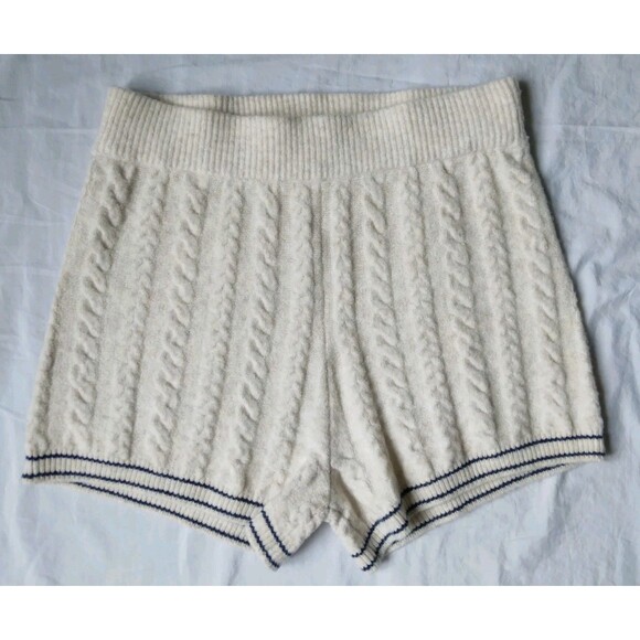 Victoria's Secret Pants - Victoria's Secret Pink Cable Knit Shorts Ivory Navy Preppy Womens Medium
